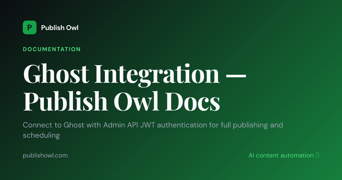 Ghost Integration — Publish Owl Docs