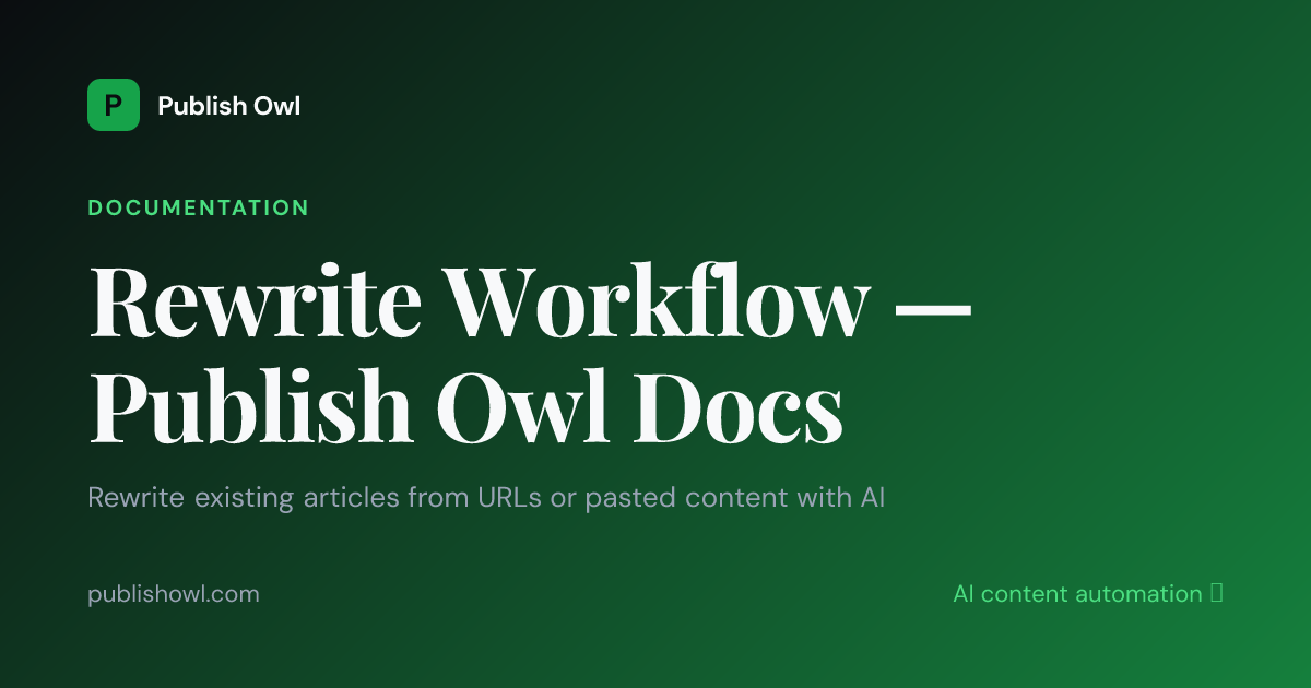 Rewrite Workflow — Publish Owl Docs